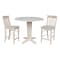 International Concepts 42 in Round Drop Leaf Counter Height Dining Table with 2 Stools in Unfinished - 3 Piece Set K-42DPT-23B-S6162-2 - alternate 1